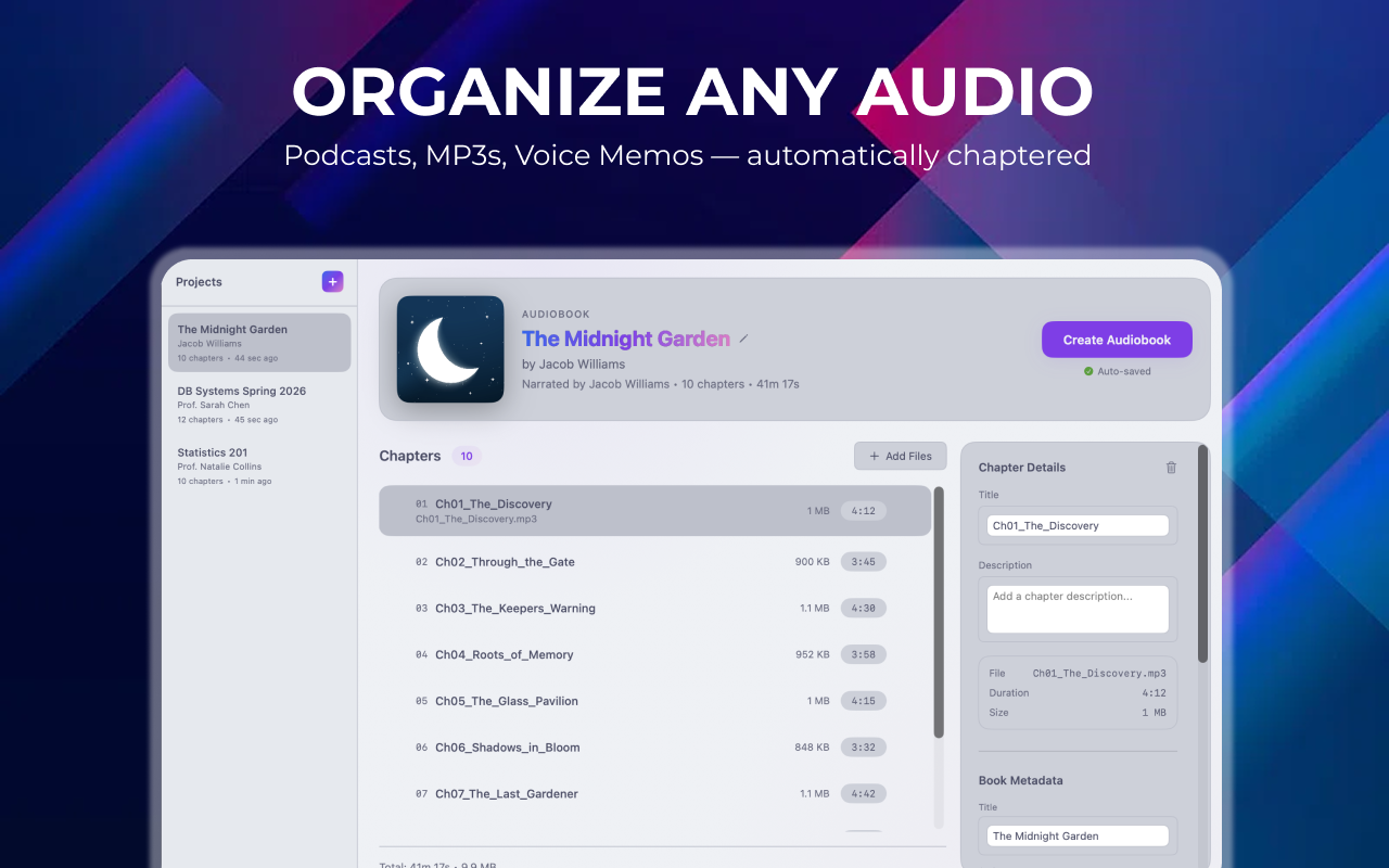 Structure your audio — drag and drop files to get started